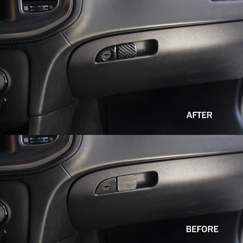 

crosselec Carbon Fiber Glove Box Handle Switch Cover Trim for Dodge Charger 2011+