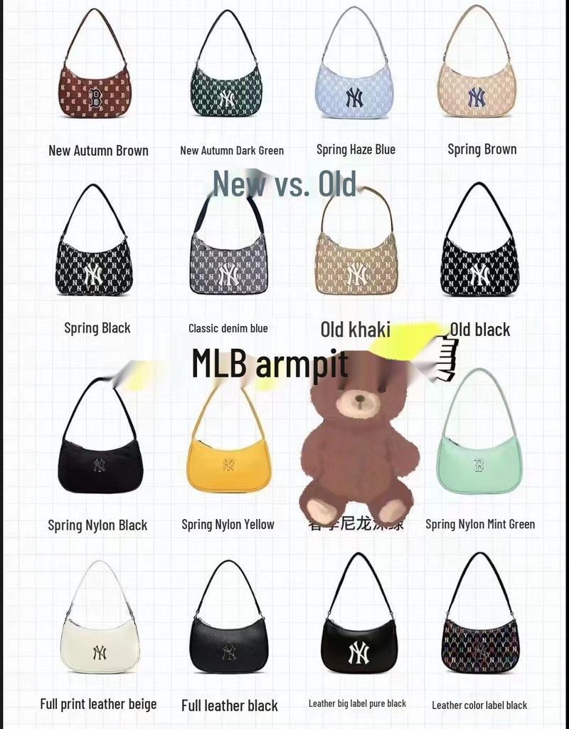 MLB Vintage Monogram Tote Bag - Large Capacity NY Jacquard Logo Handbag (Couple Style)
