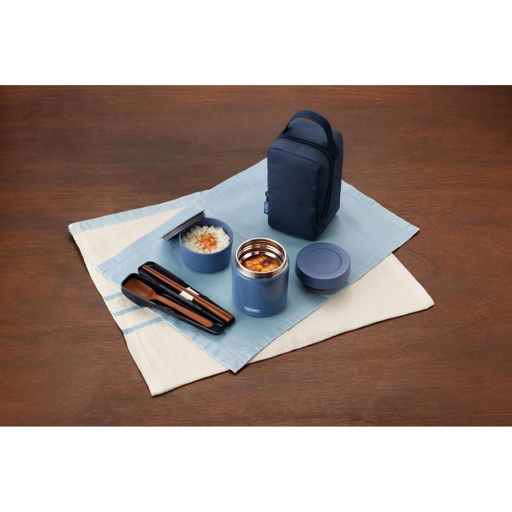 [Dishwasher compatible model] Thermos Vacuum Insulated Soup Lunch Set 300ml Indigo Blue Soup Jar/Container Set JEE-550 IBL