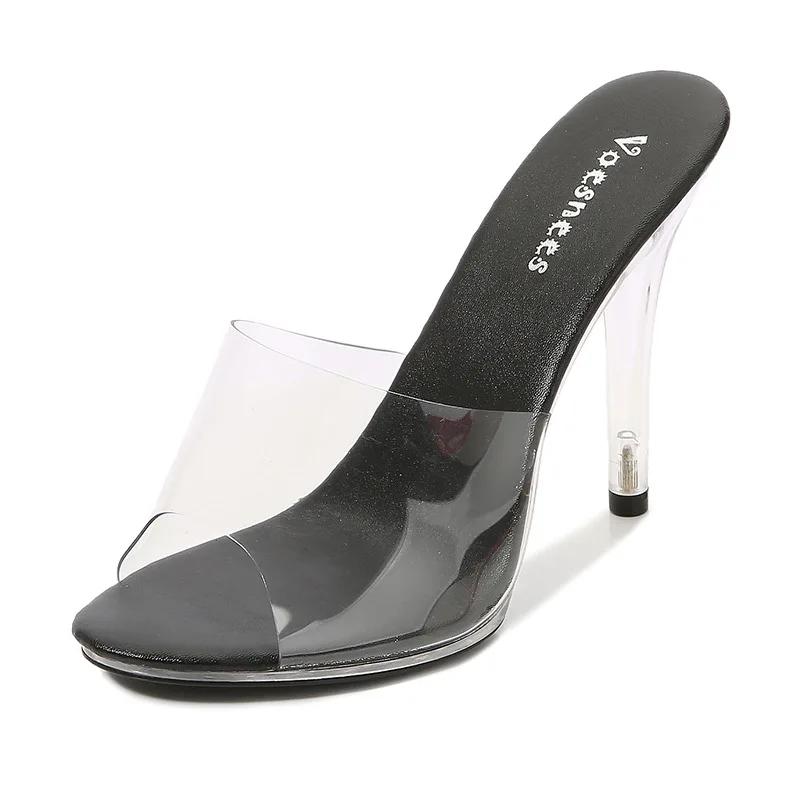 Fashion 2025 New 35-43 Sexy Super High Heels 11CM High Nightclub Transparent Sandals Sex Shoes Large Size Shoes