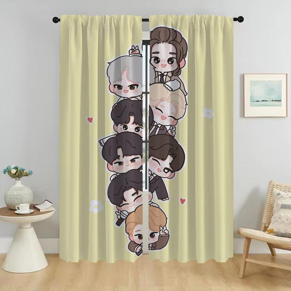 Moderní závěsy do obývacího pokoje 2 kusy KPOP-straykides Tyl pro ložnici Halloweenská dekorace Zatemňovací rolety Dělící příčka