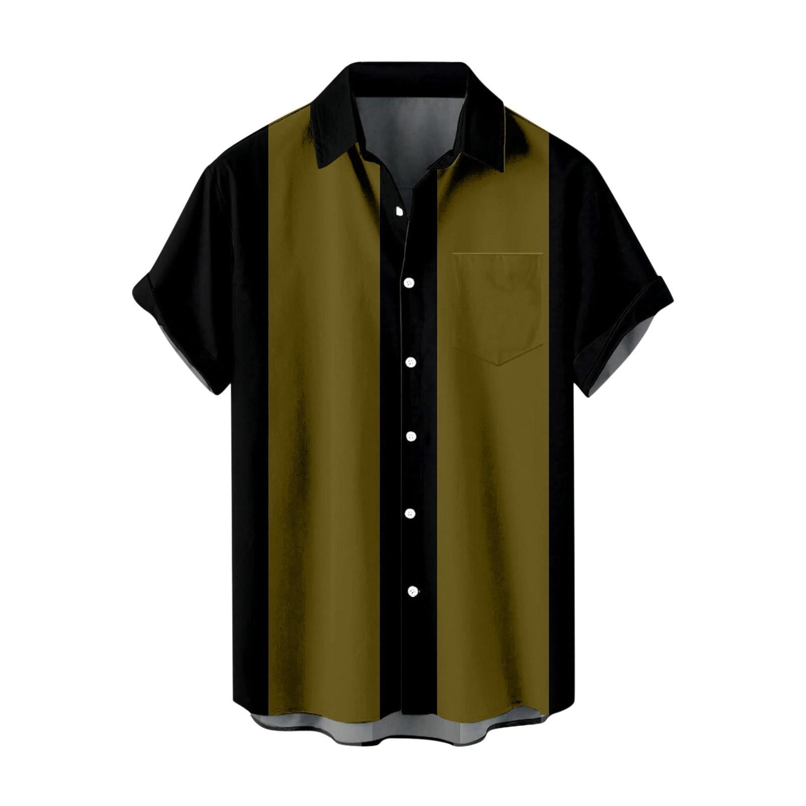 3D цифровая печать модная простая мужская рубашка с коротким рукавом в стиле колор-блок L — фото 2