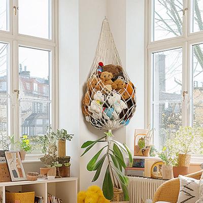 Dreieckiges Baumwollseil Hängespielzeugnetz mit Quasten - Plüschtier-Aufbewahrung für Kinderzimmer