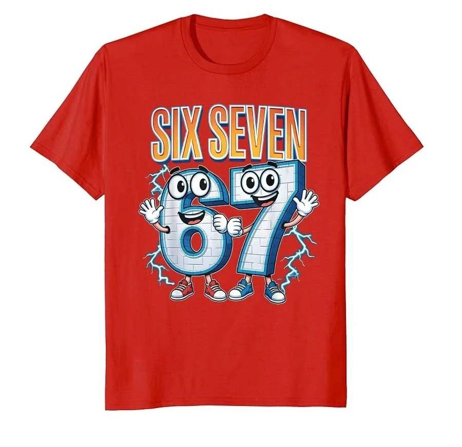 Funny T Shirts Meme Funny 67 Costume Six Seven 67 Tshirt For Unisex Women Print Cotton Short Sleeve Casual Loose Tops