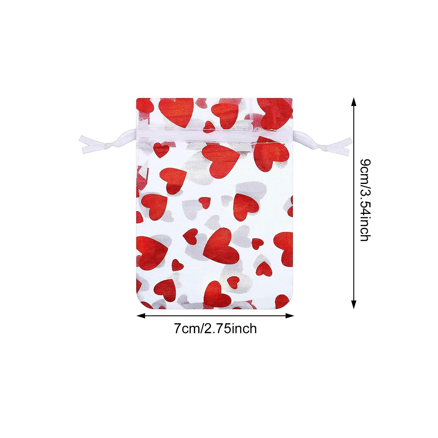 

50/100Pcs Valentine s Day Wedding Party Gift Bags Love Heart Drawstring Organza Candy Cosmetic Jewelry Beads Packaging Pounches