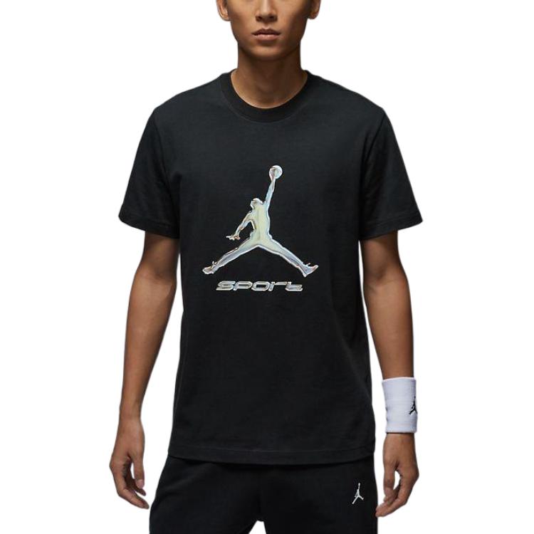 Jordan Sports Lifestyle Series Breathable Quick-Dry Letter Comfortable Short Sleeve T-Shirt Men Tops Black HQ7985-010