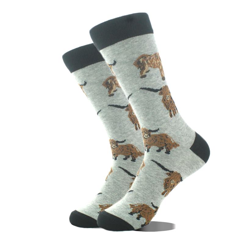 Cool Design Avocado Crew Socks Men Creative Eye Guitar Bus Pattern Sokken Duck Cat Fox Otter Animals Divertidos Chaussette Sox