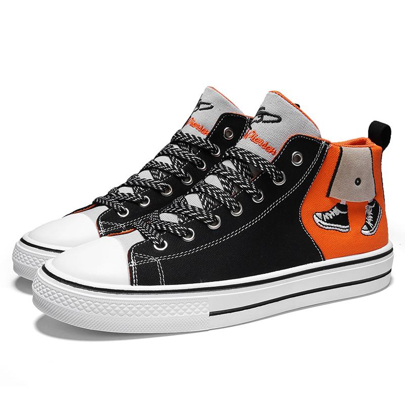 

Модные оранжевые высокие кеды в форме сердца для влюбленных, женские кардиоидные вышитые парусиновые туфли, эспадрильи для пар, женская обувь, повседневные туфли на плоской подошве 35