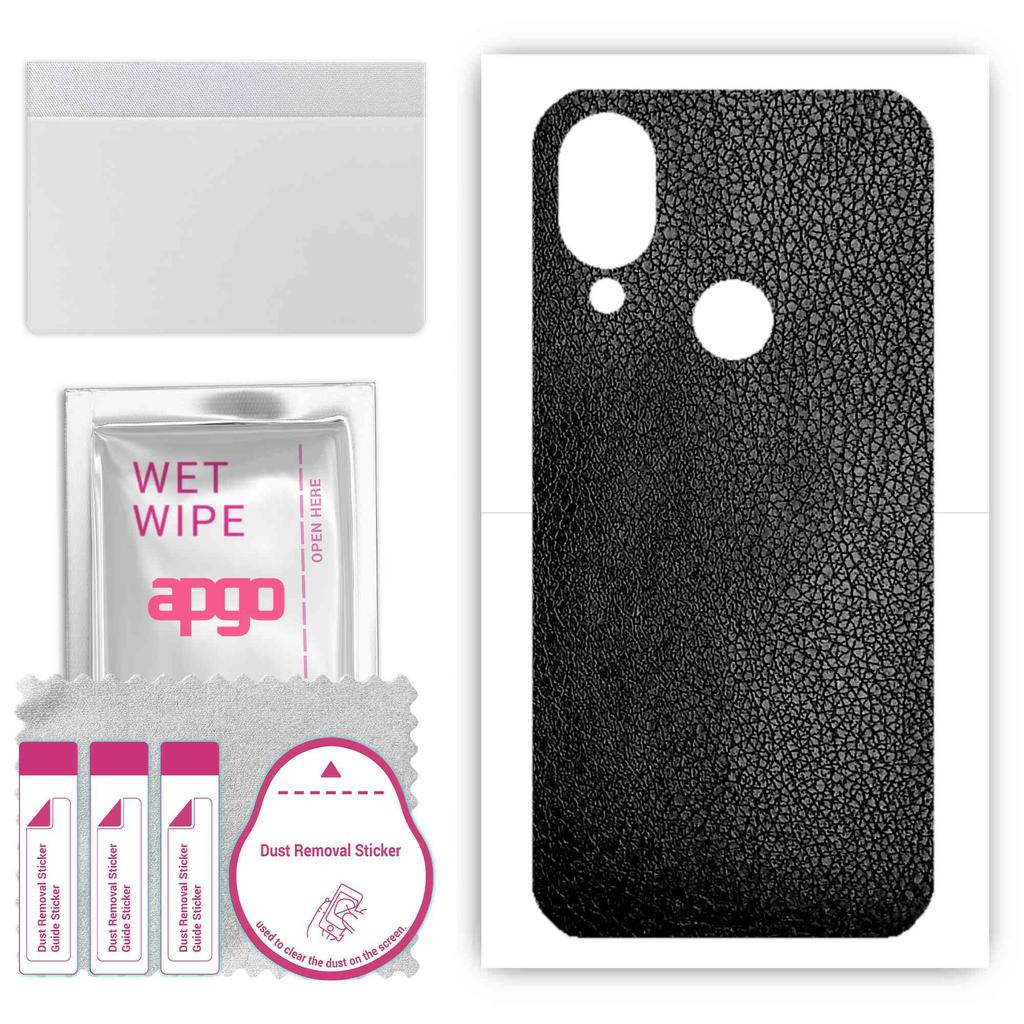 apgo Protective Skin Sticker for the back compatible with Cat S62 Pro, Wrap Film, Foil, Vinyl - Pattern Black Leather