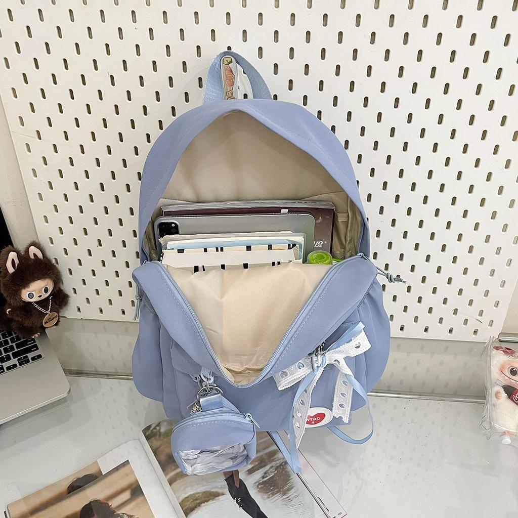 Schoolbagins wind schoolbag Japanese fresh college student schoolbag three-dimensional small bag backpack solid color large capacity backpack