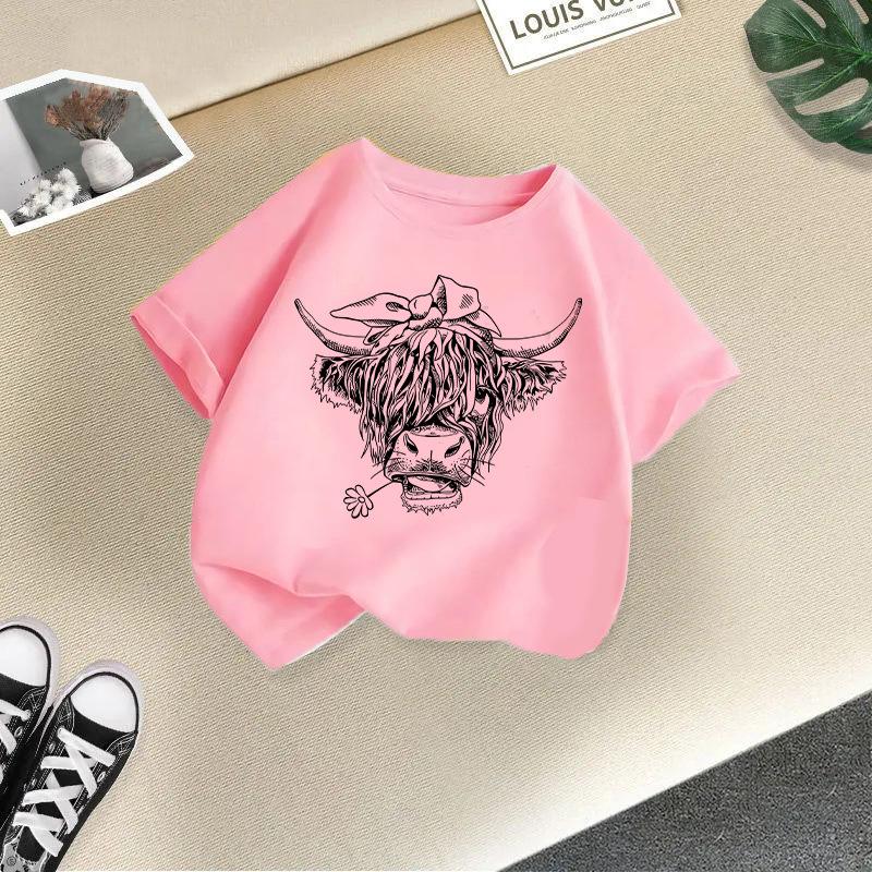 

Kid T Shirt 2-13Y Loose-fit Casual O-Neck Short-sleeve Girl T Shirt Top Boys T Shirt Fashion Print Short-Sleeved 4T(110cm)