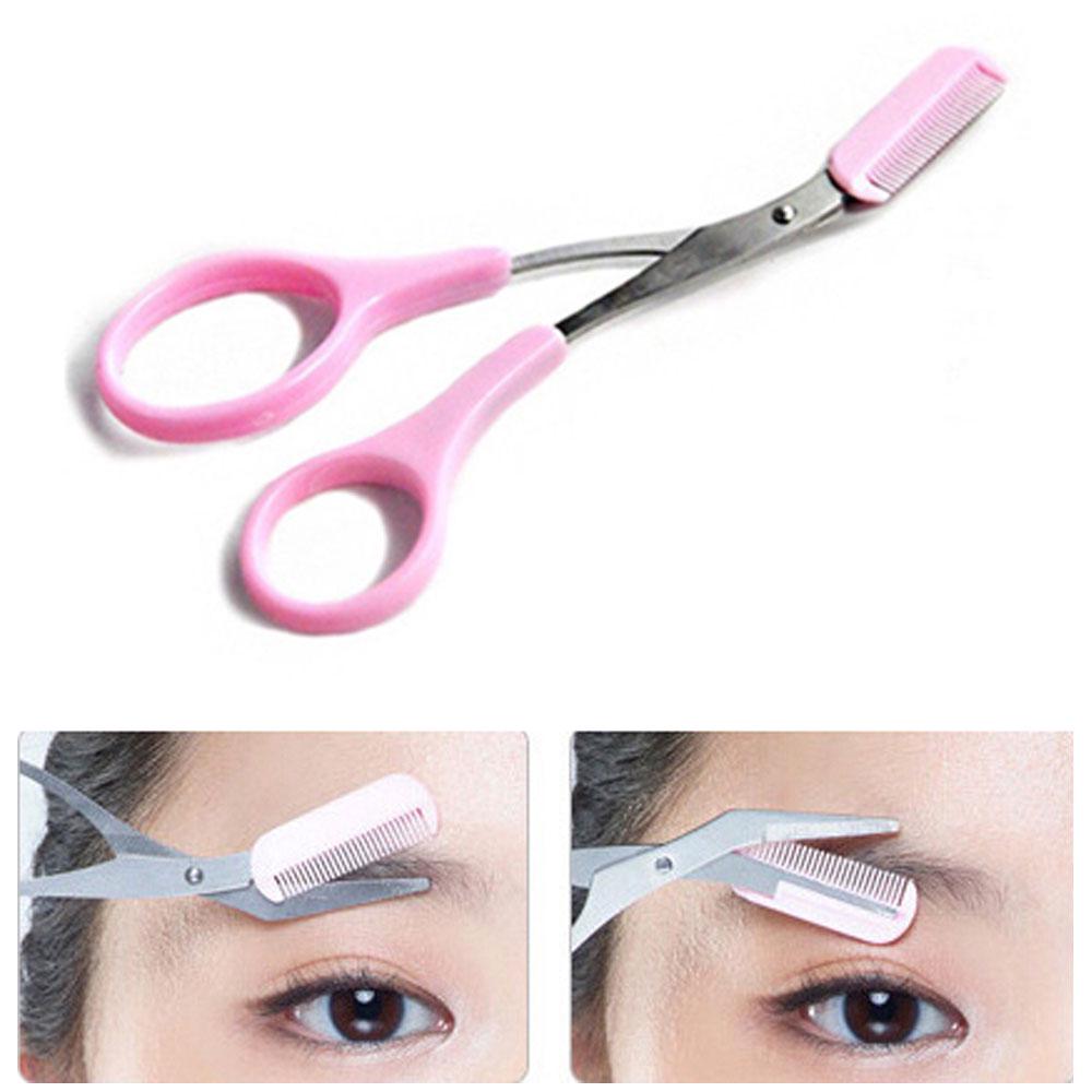 Buy 1Pcs Eyebrow Trimmer Scissors With Comb Lady Woman Men Hair Removal