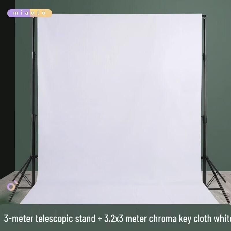 Photography Background Stand Kit with White Chroma Key Fabric