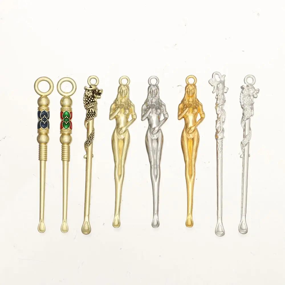 1Pc Portable Ear Spoons Retro Brass Dragon Ear Cleaning Tool Outdoor Remover Cleaner Curette Ear Pick Wax Keychain Pendants