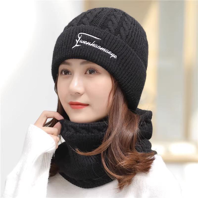 Hat Women's Winter Woolen Hat Plush Thickened Ear Protection Autumn and Winter Cycling Windproof Knitted Hat