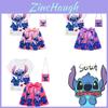 Fantasia de Lilo e Stitch para Meninas Camiseta com Saia Plissada de Algodão Roupa de Cosplay