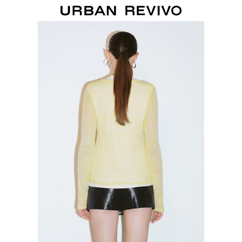 UR 2025 Spring Women's Color-block Faux Two-piece Knit Top