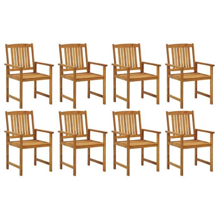 Maison Exclusive - Garden Chairs with Cushions, Set of 8, Solid Acacia Wood