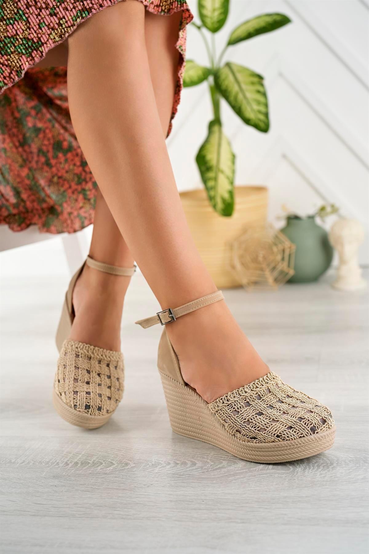 

Женские повседневные сандалии Трикотажные сандалии с рисунком 07 B Телесный текстиль