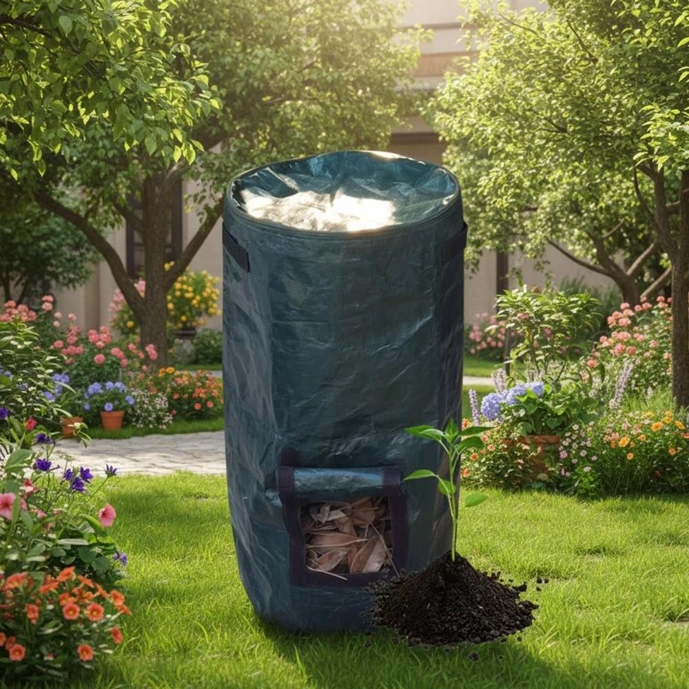 Sealed Compost Bin Bag Zippered Lid Refuse Composter Waste Collector Yard Garbage Bag  Grower