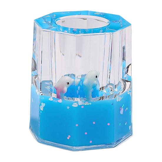 

Pencil Holder Multifunctional Easy to Take Stable Durable Fine Workmanship High Capacity Portable Cartoon Octagon Pen Container Decompression синий