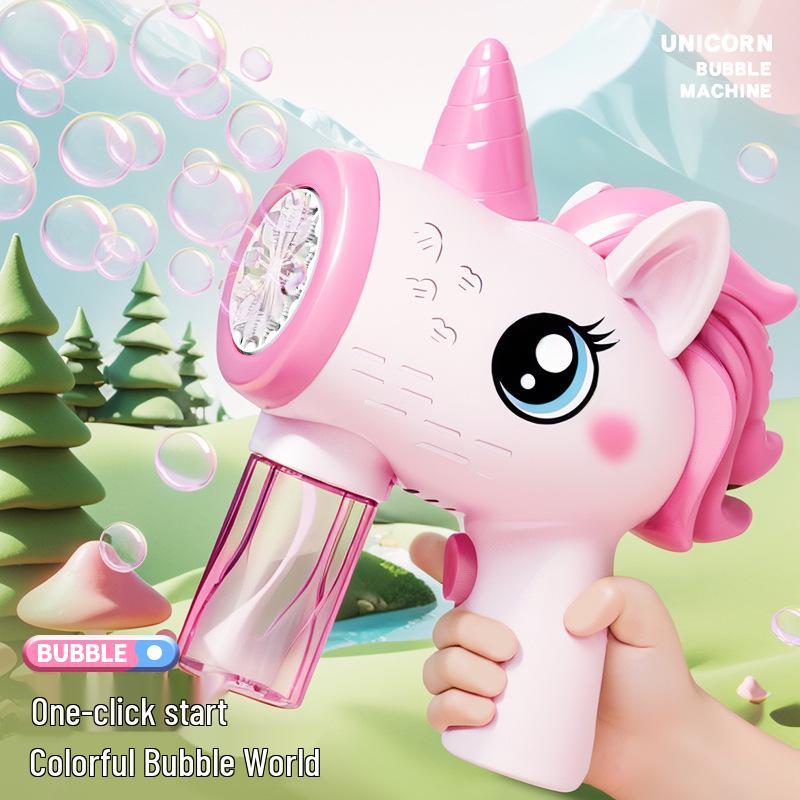 Unicorn Electric Bubble Maker: Kids' Automatic Light-Up Bubble Gun Gift