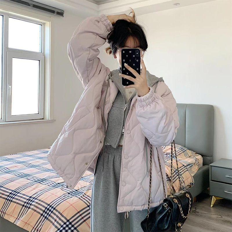 Schaf-Rhombus-Baumwollwattierte Jacke Damen Winter 2024 neue Daunenbaumwolle lose kleine Wattierte Jacke Student Wattierte Jacke