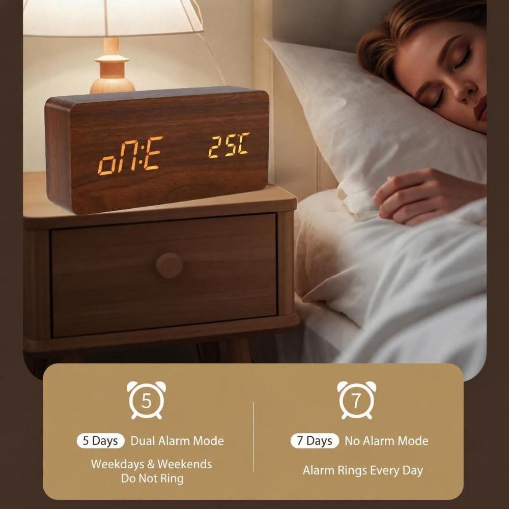 Multicolor Digital Clock Wood Smart Alarm Clock Versatile Desktop Clock Home Use