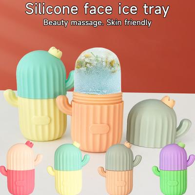 Stampo per ghiaccio in silicone a forma di cactus, per rimuovere borse sotto gli occhi, massaggiatore per il viso, stampo per cubetti di ghiaccio, strumento per la cura della pelle