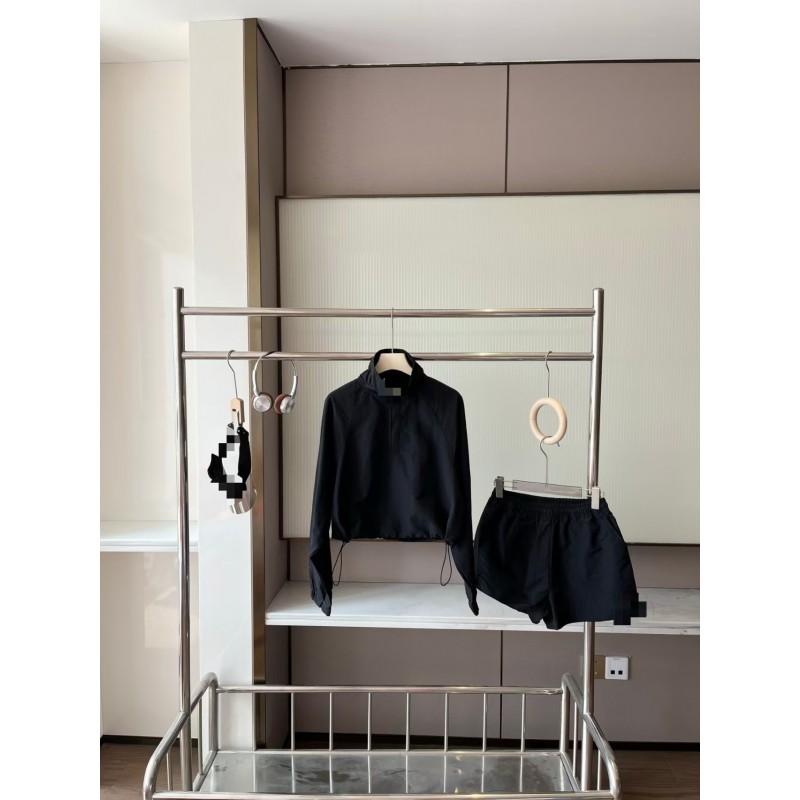 Womens 2-Piece Set Long Sleeve Stand Collar Jacket Shorts Breathable Casual Outfit Daily Wear