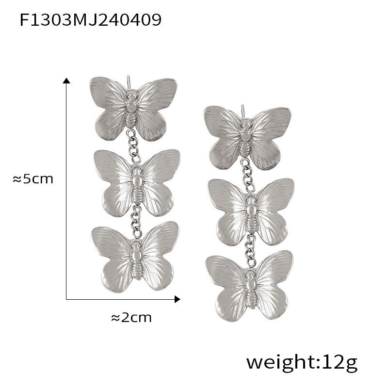 Trendy Geometric Textured Gold-Plated Titanium Steel Earrings for Women