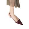Fashion 2025 Pointed Toe Sexy Mid Heels Party Shoes Women Slingback Sandals Designer Summer Brand Pumps Casual Shoes Dress Slippers