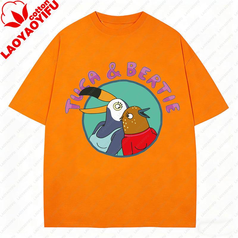 Tuca Bertie Adult Cartoon TShirt Streetwear Fashion Casual Funny Cartoon Printed Tee Crewneck Cotton Y2k Clothes