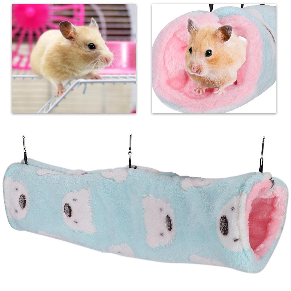 Kleines Haustiertunnel-Baumwollnest aus Plüsch, weiches Hamster-Hängekanalhaus(Grüner kleiner Bär)L