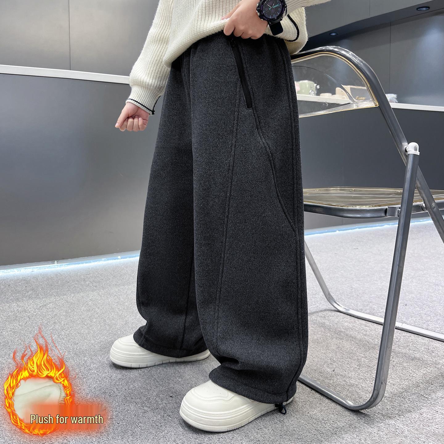 

Широкі штани для хлопчиків з флісовою підкладкою: Новий стиль Осінь/Зима 2025 140 (130CM-140CM)