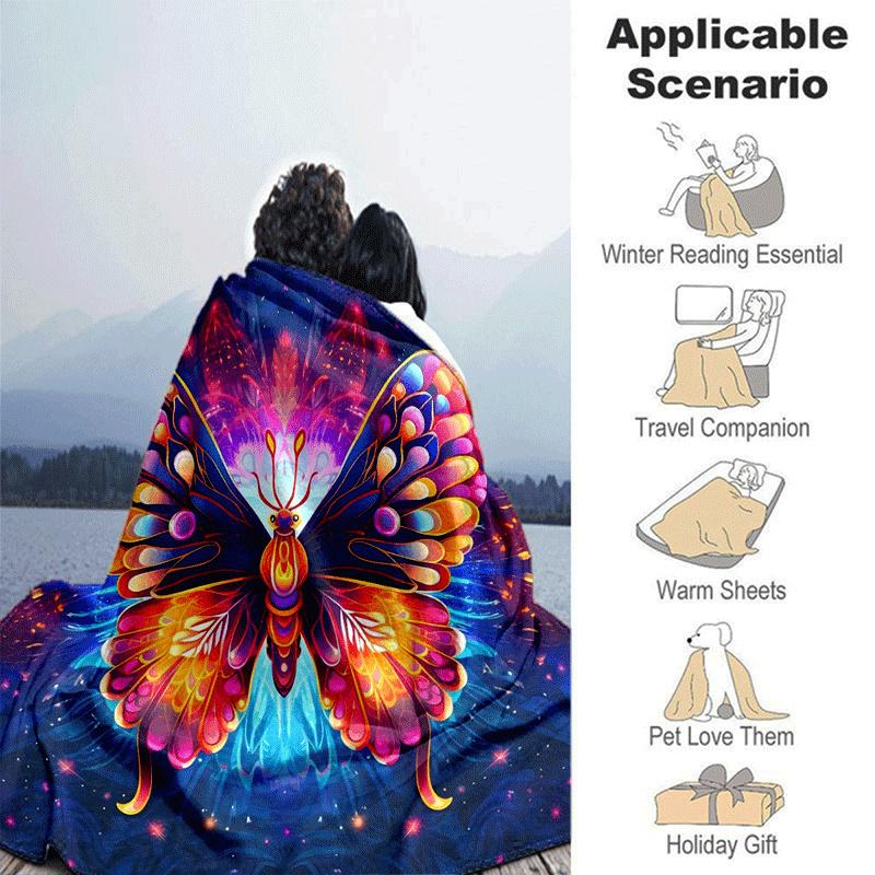 1pc Butterfly Printing Lightweight Flannel Blanket, Comfortable and Warm Blanket, for Camping Sofa Bed and Couch Office, in All Seasons