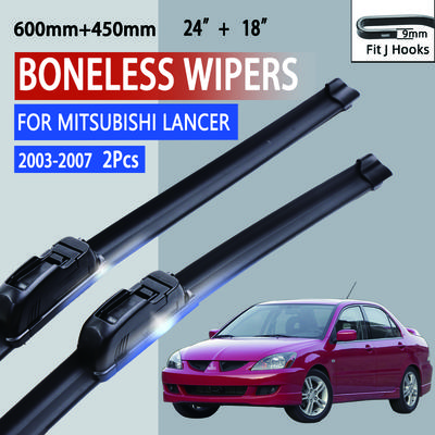 For Mitsubishi Lancer 2003-2007 Car Windshield Wiper U-type Soft Rubber Frameless Bracketless Car Wipers 24"+18"