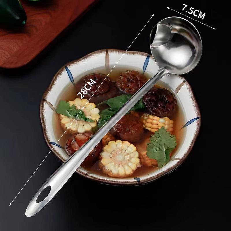 Stainless Steel Multi-Functional Colander Spoon with Two-Compartment Design & Ergonomic Handle - Heavy-Duty Soup Ladle