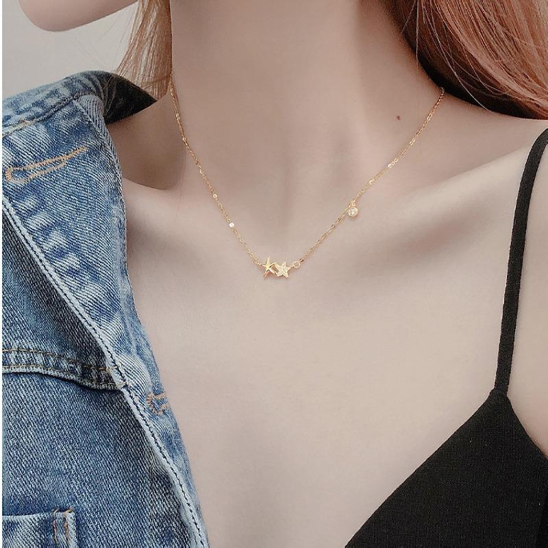 Commuter Simple Ins Wind Little Starfish Pendant 925 Sterling Silver Necklace Women's European and American Fashion Jewelry