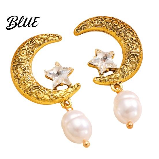 Retro Crescent Moon Earrings 1 Pair Women Ear Pin Structure