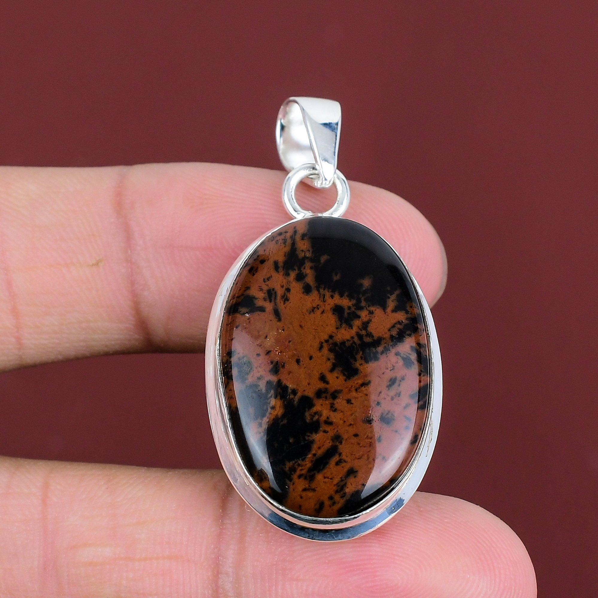 Mahogany Obsidian Pendant 925 Sterling Silver Pendant Gemstone Pendant Handmade Jewelry Pendant For Mom Gifts For Him Healing Stone Pendants