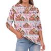 Women's Fashion Casual Christmas Print Round Neck Solid Color Long Sleeve Top