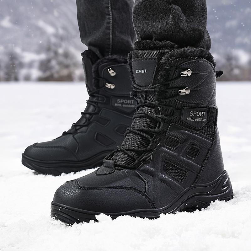 Explosive High-top Cold-proof Winter Fleece Thickened Plus-size Outdoor Boots Combat Boots, Men's Shoes, Hiking Shoes, Snow Boots