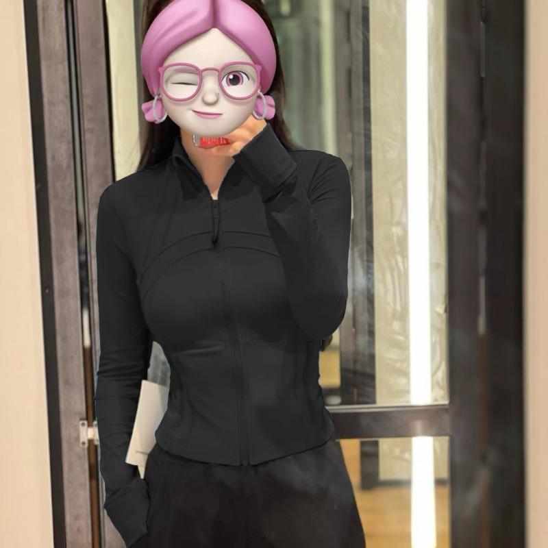 Spring and Autumn Latest Short Top Slim-fit Quick-drying Double-sided Polished Stand-up Collar Jacket Yoga Clothes Jacket S