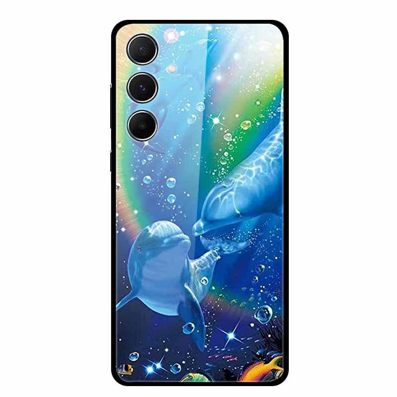 Kreative Landschaftsmalerei Gehärtetes Glas Handyhülle für Samsung A55 5G
