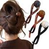 Melodio 3 Stück Perlen Bananen Haarspangen Grau Kaffee Weiß Verdrehte Haarspangen Langlebige Rutschfeste Pferdeschwanz-Clips Haarspangen Klemmen Elegante Haarklammern