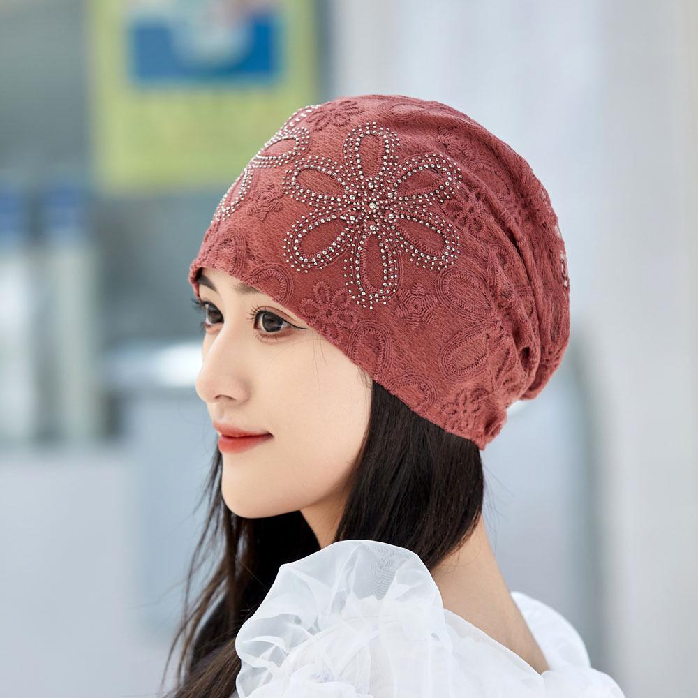 Women's Summer Lace Slouchy Hat - Breathable, Stylish, Thin White Hair Cover