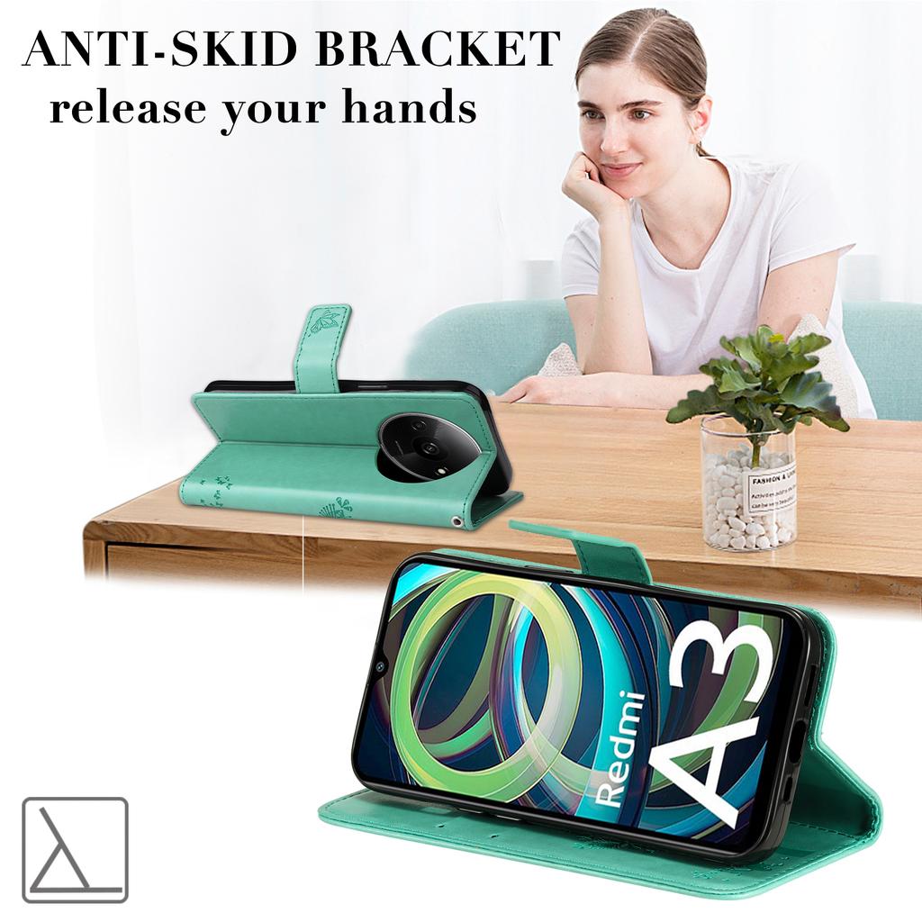 For Xiaomi Redmi A3/Poco C61 4G Phone Case with Stand Cat Tree Pattern Leather Wallet Mobile Cover