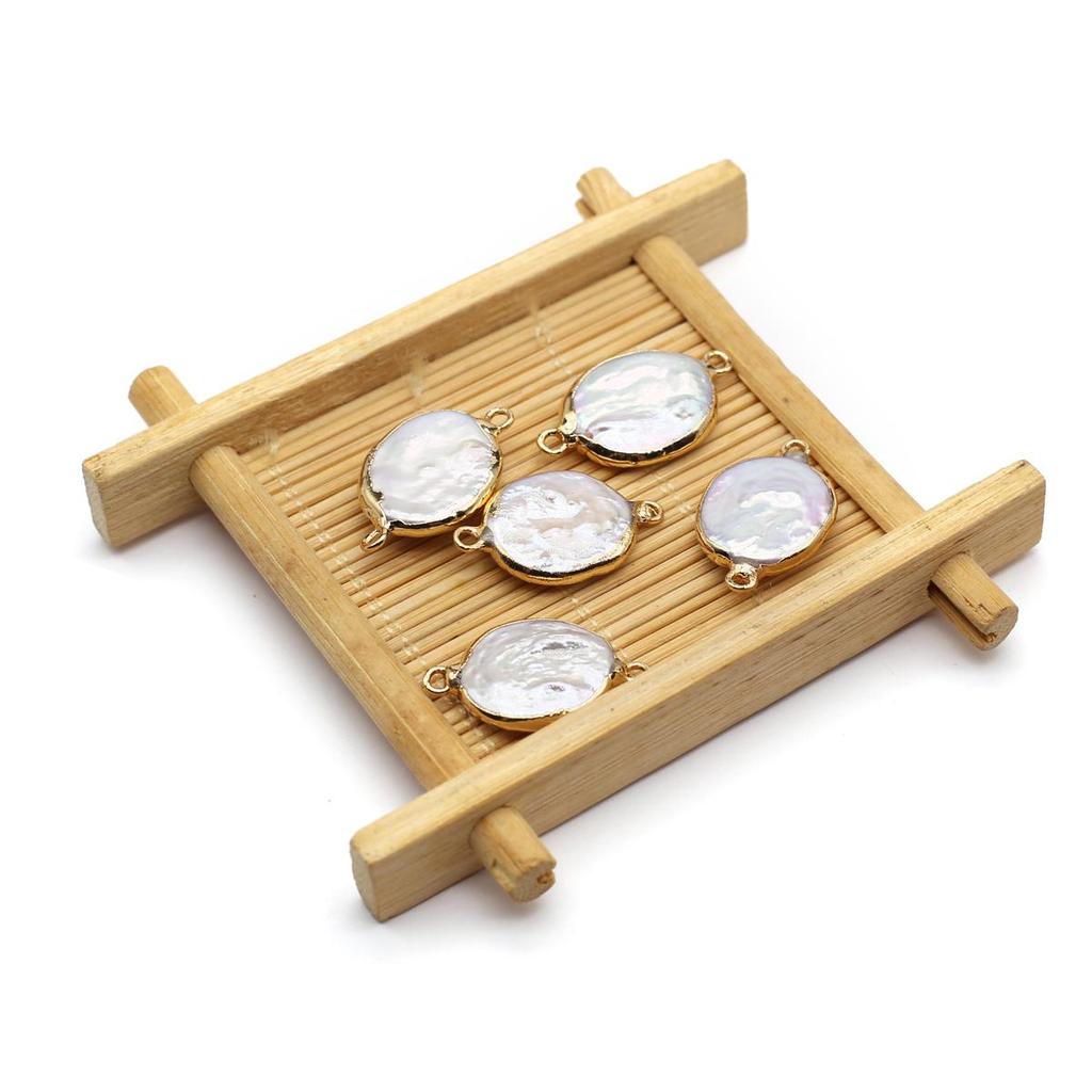 1Pcs/2Pcs Baroque Pearl Connector Freshwater Pearl Round Connector For Jewelry Making DIY Earrings Necklace Accessory