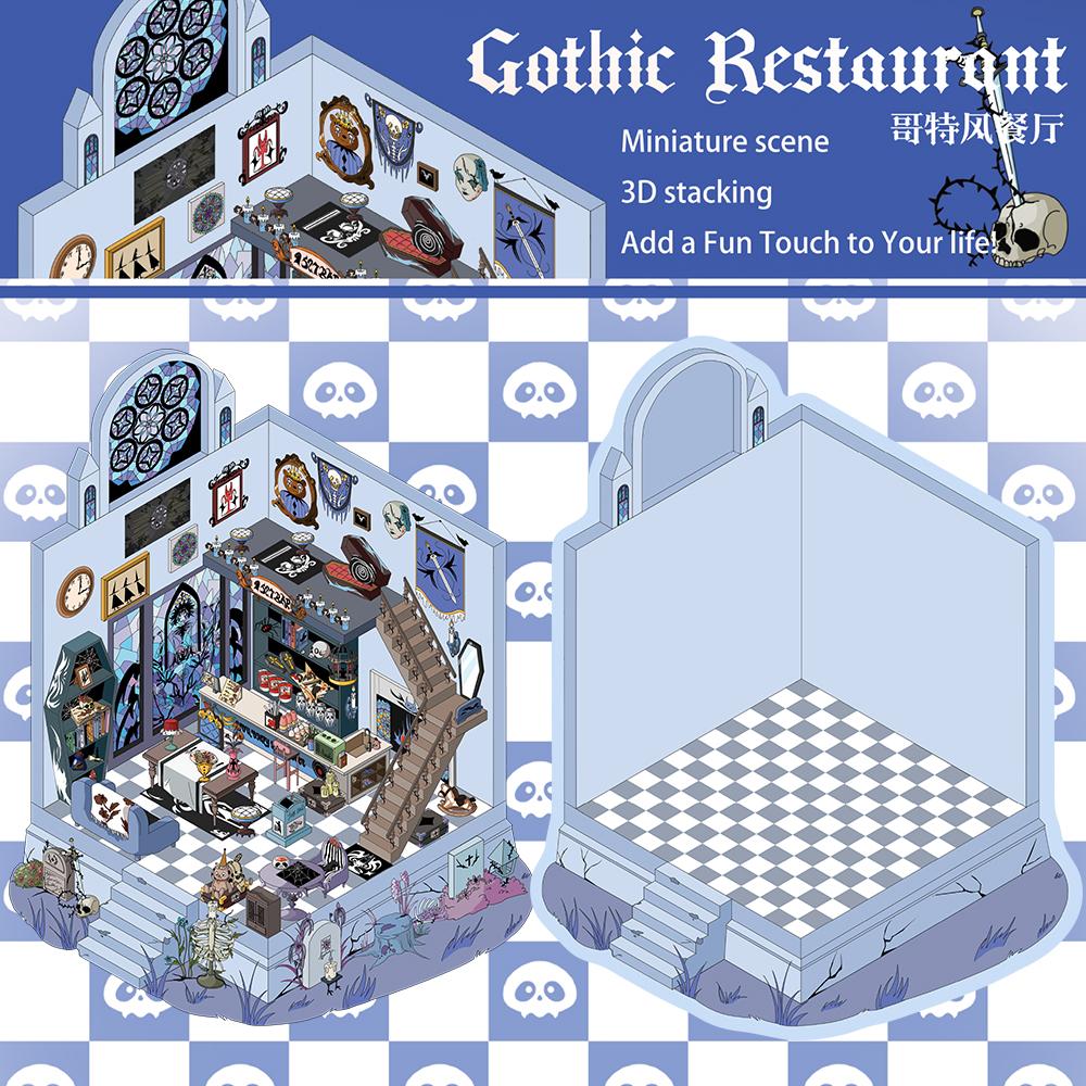 

3 шт. Готический ресторан Миниатюрная сцена Наклейки Скейтборд DIY Пасс Багаж Кафе Искусство Картина Пейзаж Декоративные наклейки